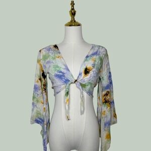 valija flare white blue yellow black y2k crop top artsy festival boho rave fairy